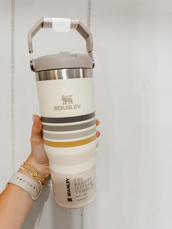 Stanley 30oz Ice Flow Varsity Collection Tumbler Cream Ash Stripe